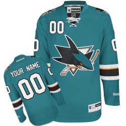 Reebok San Jose Sharks Youth Customized Authentic Teal Green Home Jersey
