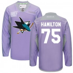Freddie Hamilton San Jose Sharks Reebok Authentic Custom 2016 Hockey Fights Cancer Practice Jersey (Purple)