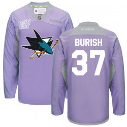 Adam Burish San Jose Sharks Reebok Authentic Custom 2016 Hockey Fights Cancer Practice Jersey (Purple)
