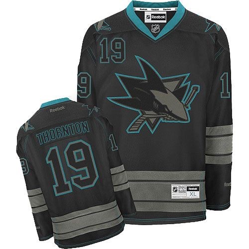 San Jose Sharks #19 Joe Thornton Black Ice Jersey on sale,for