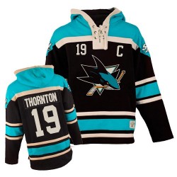 Joe Thornton San Jose Sharks Authentic Old Time Hockey Teal/ Sawyer Hooded Sweatshirt Jersey (Black)