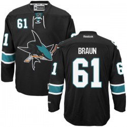 Justin Braun San Jose Sharks Reebok Premier Alternate Jersey (Black)