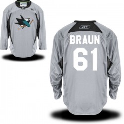 Justin Braun San Jose Sharks Reebok Premier Gray Practice Alternate Jersey ()