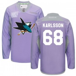 Melker Karlsson San Jose Sharks Reebok Authentic Custom 2016 Hockey Fights Cancer Practice Jersey (Purple)