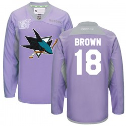 Mike Brown San Jose Sharks Reebok Authentic Custom 2016 Hockey Fights Cancer Practice Jersey (Purple)