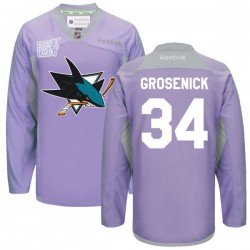 Troy Grosenick San Jose Sharks Reebok Premier Custom 2016 Hockey Fights Cancer Practice Jersey (Purple)