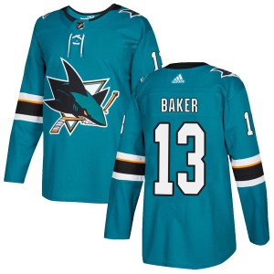 Jamie Baker San Jose Sharks Adidas Authentic Home Jersey (Teal)