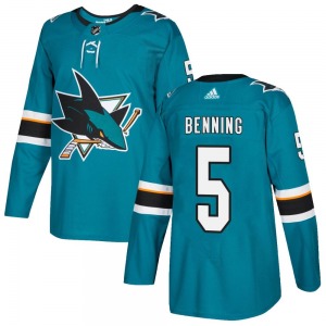Matt Benning San Jose Sharks Adidas Authentic Home Jersey (Teal)