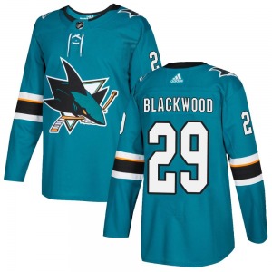 Mackenzie Blackwood San Jose Sharks Adidas Authentic Teal Home Jersey (Black)