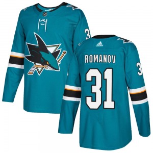 Georgi Romanov San Jose Sharks Adidas Authentic Home Jersey (Teal)