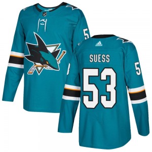 CJ Suess San Jose Sharks Adidas Authentic Home Jersey (Teal)