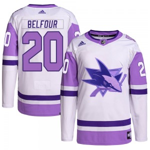 Ed Belfour San Jose Sharks Adidas Authentic Hockey Fights Cancer Primegreen Jersey (White/Purple)