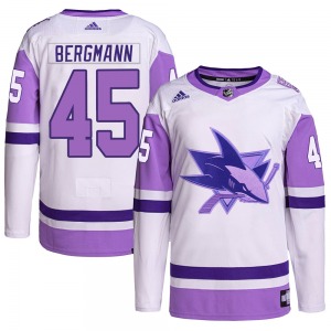 Lean Bergmann San Jose Sharks Adidas Authentic Hockey Fights Cancer Primegreen Jersey (White/Purple)