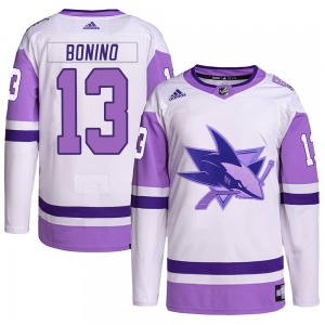 Nick Bonino San Jose Sharks Adidas Authentic Hockey Fights Cancer Primegreen Jersey (White/Purple)