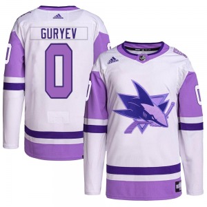 Artem Guryev San Jose Sharks Adidas Authentic Hockey Fights Cancer Primegreen Jersey (White/Purple)