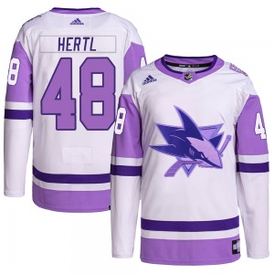 Tomas Hertl San Jose Sharks Adidas Authentic Hockey Fights Cancer Primegreen Jersey (White/Purple)
