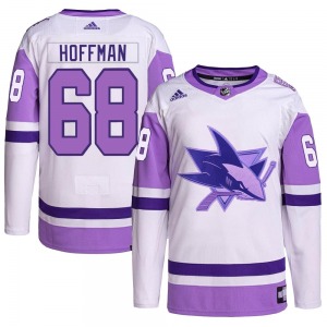 Mike Hoffman San Jose Sharks Adidas Authentic Hockey Fights Cancer Primegreen Jersey (White/Purple)