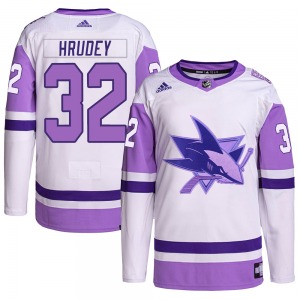Kelly Hrudey San Jose Sharks Adidas Authentic Hockey Fights Cancer Primegreen Jersey (White/Purple)