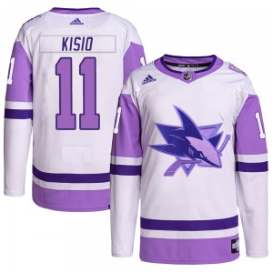 Kelly Kisio San Jose Sharks Adidas Authentic Hockey Fights Cancer Primegreen Jersey (White/Purple)