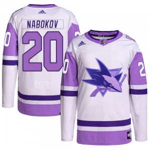 Evgeni Nabokov San Jose Sharks Adidas Authentic Hockey Fights Cancer Primegreen Jersey (White/Purple)
