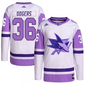 Jeff Odgers San Jose Sharks Adidas Authentic Hockey Fights Cancer Primegreen Jersey (White/Purple)