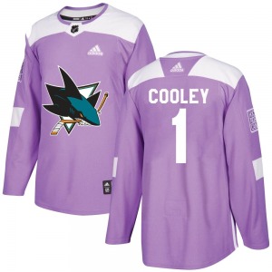 Devin Cooley San Jose Sharks Adidas Youth Authentic Hockey Fights Cancer Jersey (Purple)