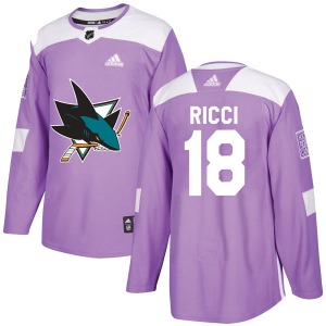 Mike Ricci San Jose Sharks Adidas Youth Authentic Hockey Fights Cancer Jersey (Purple)