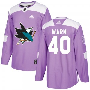 Beck Warm San Jose Sharks Adidas Youth Authentic Hockey Fights Cancer Jersey (Purple)