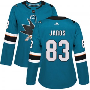 Christian Jaros San Jose Sharks Adidas Women's Authentic Home Jersey (Teal)