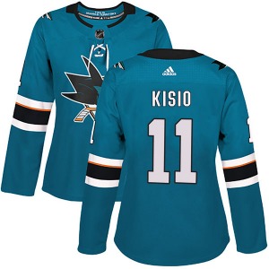 Kelly Kisio San Jose Sharks Adidas Women's Authentic Home Jersey (Teal)
