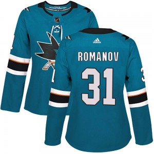 Georgi Romanov San Jose Sharks Adidas Women's Authentic Home Jersey (Teal)