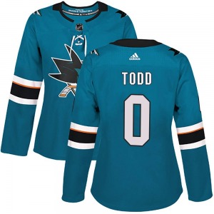 Nathan Todd San Jose Sharks Adidas Women's Authentic Home Jersey (Teal)