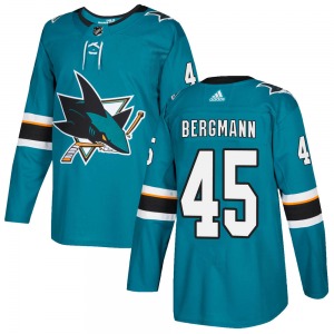 Lean Bergmann San Jose Sharks Adidas Youth Authentic Home Jersey (Teal)