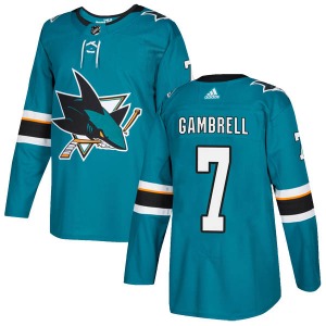 Dylan Gambrell San Jose Sharks Adidas Youth Authentic Home Jersey (Teal)