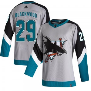 Mackenzie Blackwood San Jose Sharks Adidas Youth Authentic Gray 2020/21 Reverse Retro Jersey (Black)