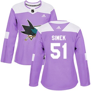 Radim Simek San Jose Sharks Adidas Women's Authentic Hockey Fights Cancer Jersey (Purple)