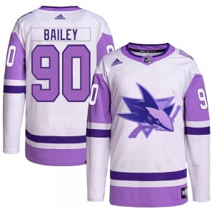 Justin Bailey San Jose Sharks Adidas Youth Authentic Hockey Fights Cancer Primegreen Jersey (White/Purple)
