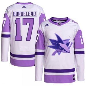Thomas Bordeleau San Jose Sharks Adidas Youth Authentic Hockey Fights Cancer Primegreen Jersey (White/Purple)