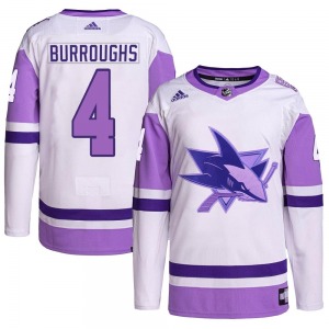 Kyle Burroughs San Jose Sharks Adidas Youth Authentic Hockey Fights Cancer Primegreen Jersey (White/Purple)