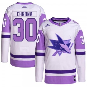 Magnus Chrona San Jose Sharks Adidas Youth Authentic Hockey Fights Cancer Primegreen Jersey (White/Purple)