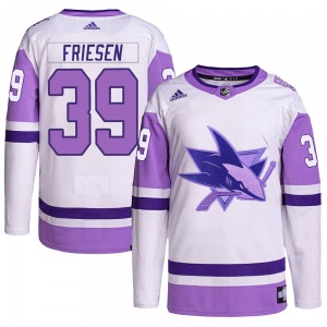 Jeff Friesen San Jose Sharks Adidas Youth Authentic Hockey Fights Cancer Primegreen Jersey (White/Purple)