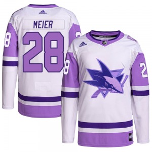 Timo Meier San Jose Sharks Adidas Youth Authentic Hockey Fights Cancer Primegreen Jersey (White/Purple)