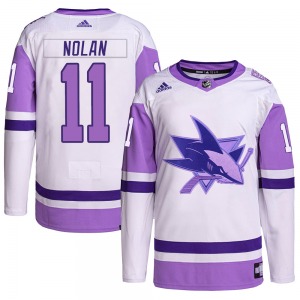 Owen Nolan San Jose Sharks Adidas Youth Authentic Hockey Fights Cancer Primegreen Jersey (White/Purple)