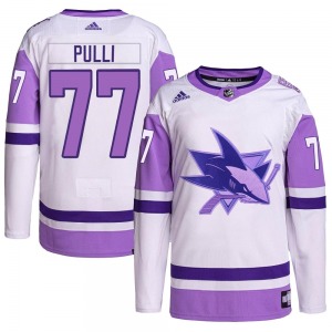 Valtteri Pulli San Jose Sharks Adidas Youth Authentic Hockey Fights Cancer Primegreen Jersey (White/Purple)