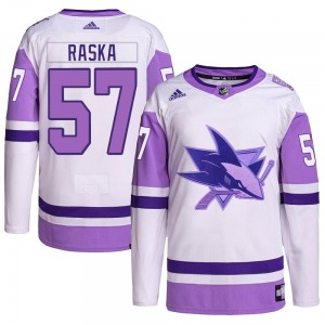 Adam Raska San Jose Sharks Adidas Youth Authentic Hockey Fights Cancer Primegreen Jersey (White/Purple)