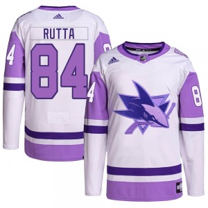 Jan Rutta San Jose Sharks Adidas Youth Authentic Hockey Fights Cancer Primegreen Jersey (White/Purple)