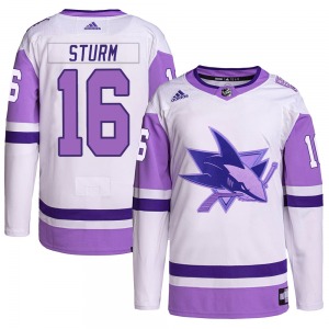 Marco Sturm San Jose Sharks Adidas Youth Authentic Hockey Fights Cancer Primegreen Jersey (White/Purple)