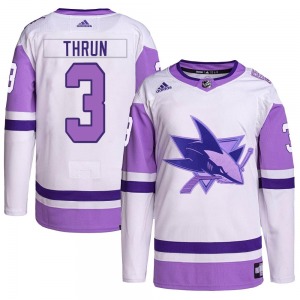 Henry Thrun San Jose Sharks Adidas Youth Authentic Hockey Fights Cancer Primegreen Jersey (White/Purple)