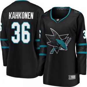 Kaapo Kahkonen San Jose Sharks Fanatics Branded Women's Breakaway Alternate Jersey (Black)