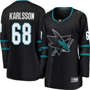 Melker Karlsson San Jose Sharks Fanatics Branded Women's Breakaway Alternate Jersey (Black)